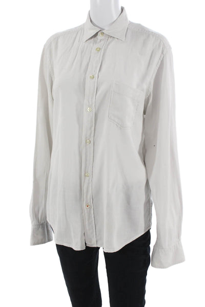 Hartford Mens Button-Down Cotton Long Sleeve White Shirt Size M