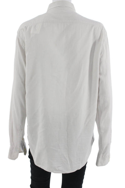 Hartford Mens Button-Down Cotton Long Sleeve White Shirt Size M