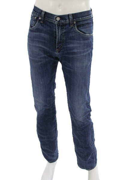 Citizens of Humanity Mens Straight Jeans Dark Blue Button 98% Cotton Size 30
