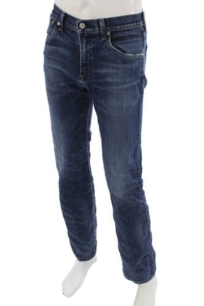 Citizens of Humanity Mens Straight Jeans Dark Blue Button 98% Cotton Size 30