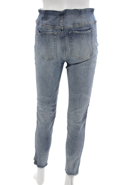 Carve Designs Women Skinny Ankle Cropped Jeans Blue Cotton Blend Size 4
