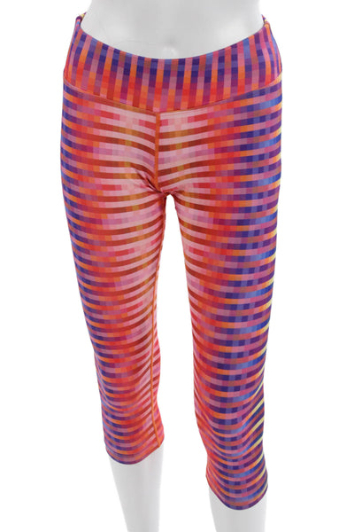 prAna Women Capri Leggings Blue Geometric Polyester Spandex Size S
