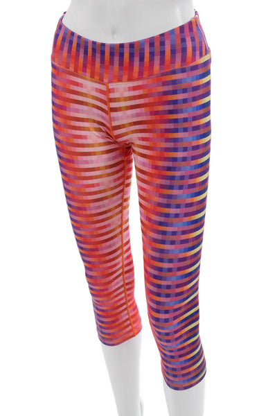 prAna Women Capri Leggings Blue Geometric Polyester Spandex Size S