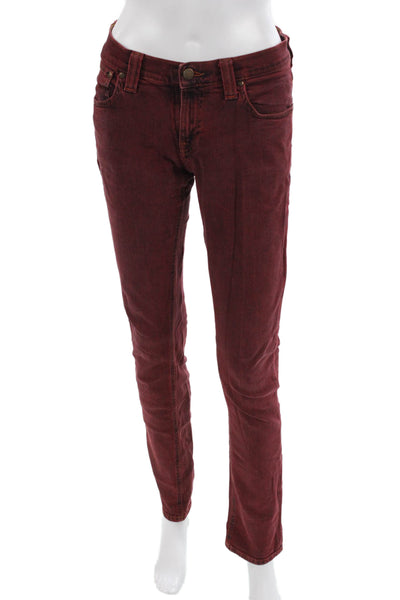 Nudie Jeans Co Womens Skinny Red Jeans Low Rise Size 28