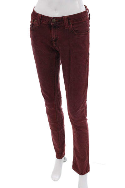 Nudie Jeans Co Womens Skinny Red Jeans Low Rise Size 28