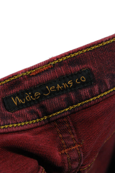Nudie Jeans Co Womens Skinny Red Jeans Low Rise Size 28