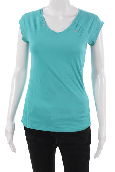Nike Women Basic V-Neck Blue T-Shirt Short Sleeve Size XS