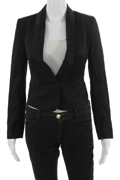 Club Monaco Womens Black Classic Blazer Long Sleeve Button Polyester Size 0