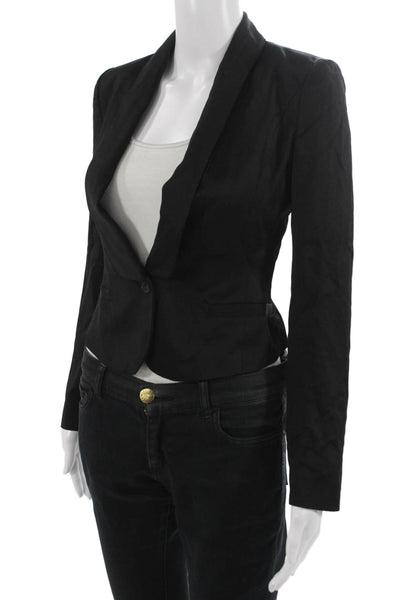 Club Monaco Womens Black Classic Blazer Long Sleeve Button Polyester Size 0