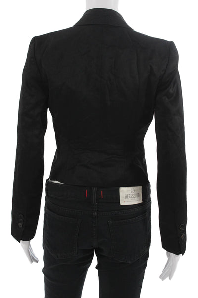 Club Monaco Womens Black Classic Blazer Long Sleeve Button Polyester Size 0