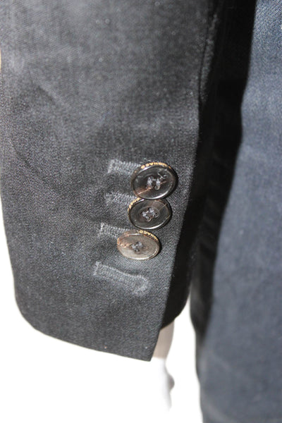 Club Monaco Womens Black Classic Blazer Long Sleeve Button Polyester Size 0
