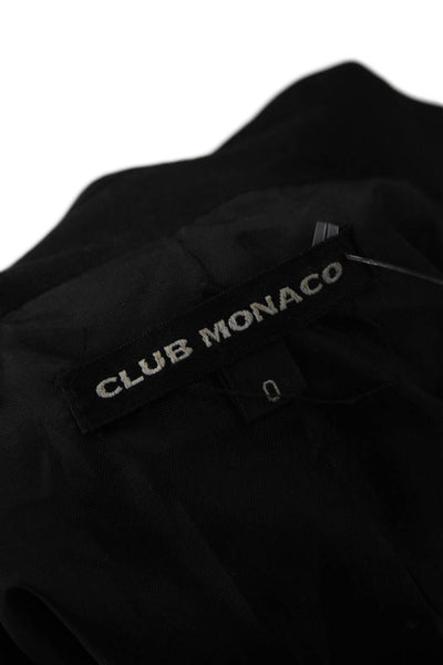 Club Monaco Womens Black Classic Blazer Long Sleeve Button Polyester Size 0