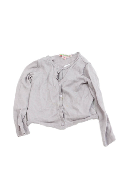 Bonpoint Girls Wool Knit Crew Neck Cardigan Light Purple Size 2T