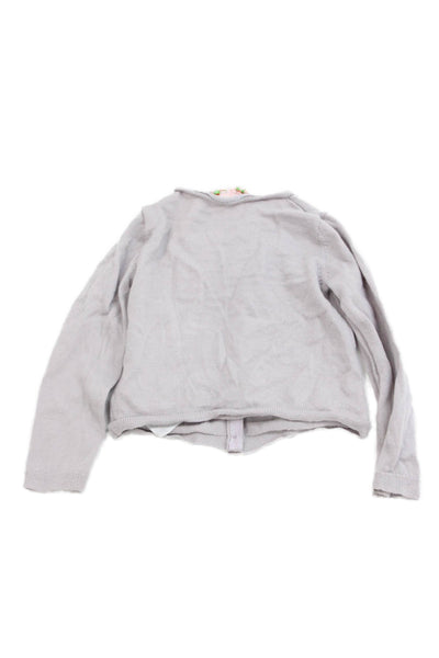Bonpoint Girls Wool Knit Crew Neck Cardigan Light Purple Size 2T