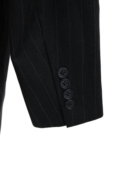 Jack Victor Mens Dark Gray Striped Wool Suit Jacket Collared Button Size 48
