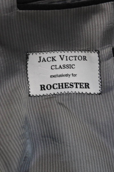 Jack Victor Mens Dark Gray Striped Wool Suit Jacket Collared Button Size 48