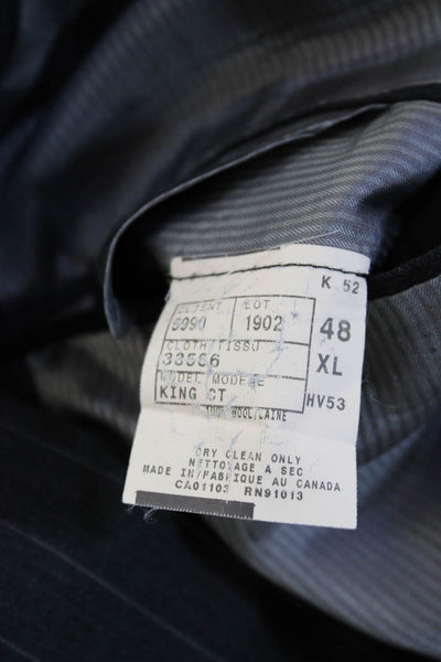 Jack Victor Mens Dark Gray Striped Wool Suit Jacket Collared Button Size 48