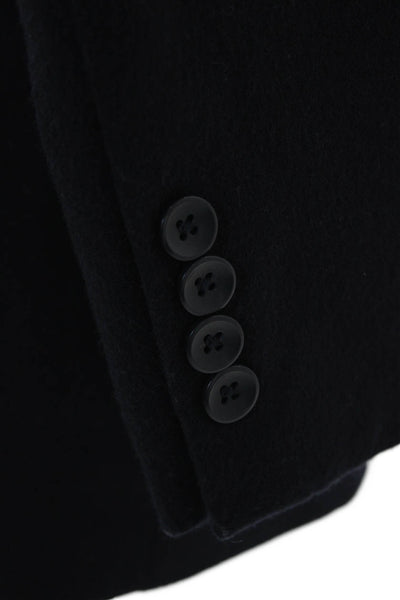 Oscar de la Renta Mens Blazer Black Wool Cashmere Blend Collared Button Size 38