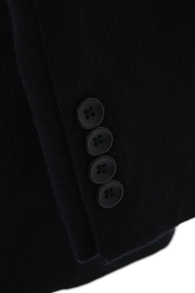 Oscar de la Renta Mens Blazer Black Wool Cashmere Blend Collared Button Size 38