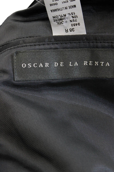 Oscar de la Renta Mens Blazer Black Wool Cashmere Blend Collared Button Size 38