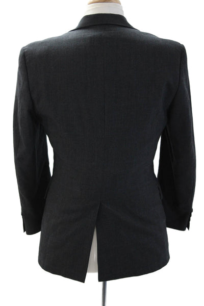 Botany Mens Dark Gray Checked Pure Wool Suit Jacket Collared Button Size 34