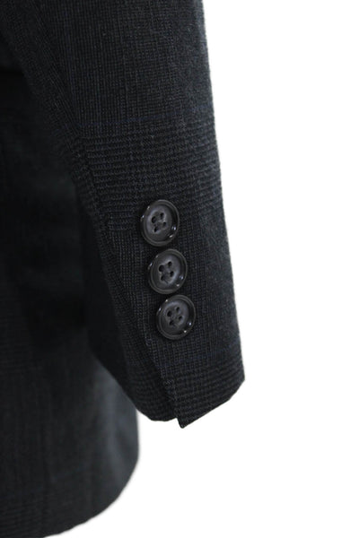 Botany Mens Dark Gray Checked Pure Wool Suit Jacket Collared Button Size 34