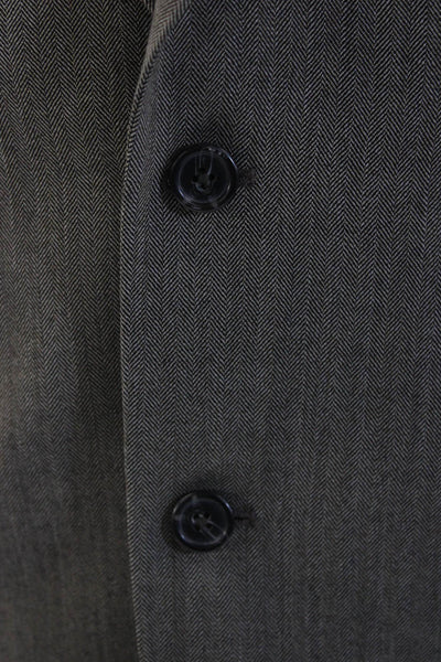 Chaps Mens Suit Jacket Gray Herringbone Wool Collared Button Fall Size 38