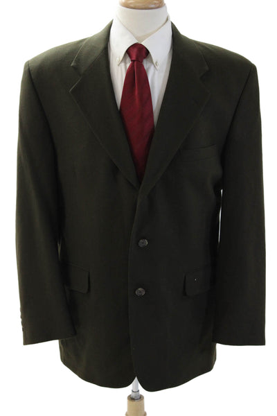 Fioravanti Mens Green 100% Wool Collared Blazer Button Long Sleeve Size 38
