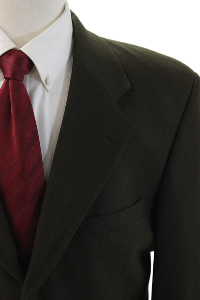 Fioravanti Mens Green 100% Wool Collared Blazer Button Long Sleeve Size 38