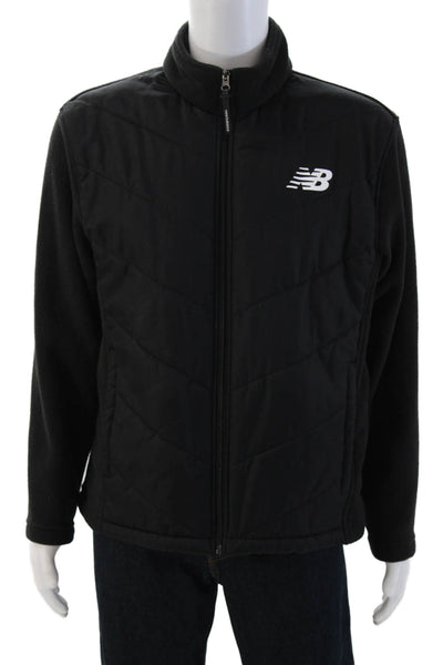 New Balance Mens Quilted Windbreaker Black Zip Polyester High Neck Size M