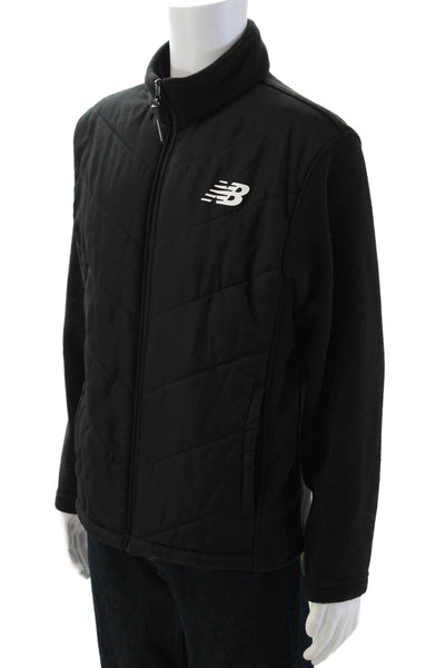 New Balance Mens Quilted Windbreaker Black Zip Polyester High Neck Size M