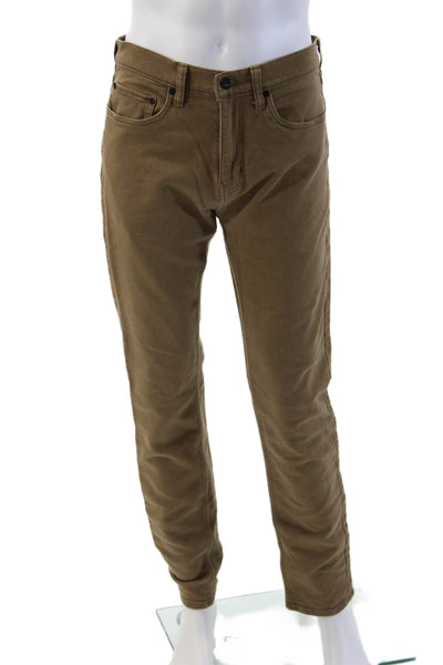 Banana Republic Mens Chinos Brown Button Solid Cotton Spandex Size 32