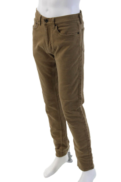 Banana Republic Mens Chinos Brown Button Solid Cotton Spandex Size 32