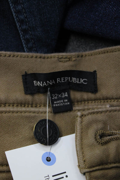 Banana Republic Mens Chinos Brown Button Solid Cotton Spandex Size 32