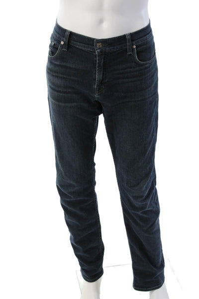 7 For All Mankind Mens Straight Dark Blue Jeans Button Fly Size 33