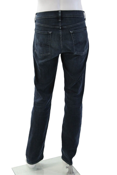 7 For All Mankind Mens Straight Dark Blue Jeans Button Fly Size 33