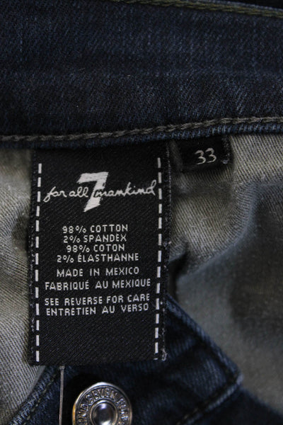 7 For All Mankind Mens Straight Dark Blue Jeans Button Fly Size 33
