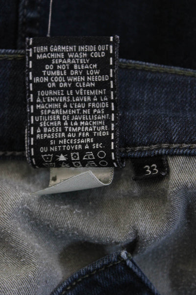 7 For All Mankind Mens Straight Dark Blue Jeans Button Fly Size 33