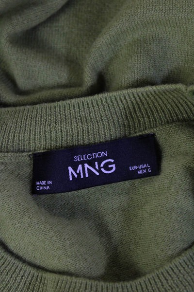 MNG Unisex Sweaters Pullover Green Wool Crew Neck Long Sleeve Size L