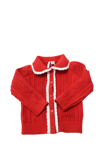 Janie and Jack Childrens Girls Button Down Cardigan Sweater Red Size 12-18 Mo