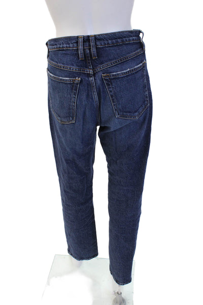 Frame Women Mom Straight Jeans Dark Blue High Rise 30in Inseam Size 25