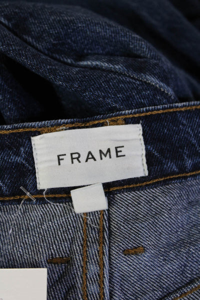 Frame Women Mom Straight Jeans Dark Blue High Rise 30in Inseam Size 25