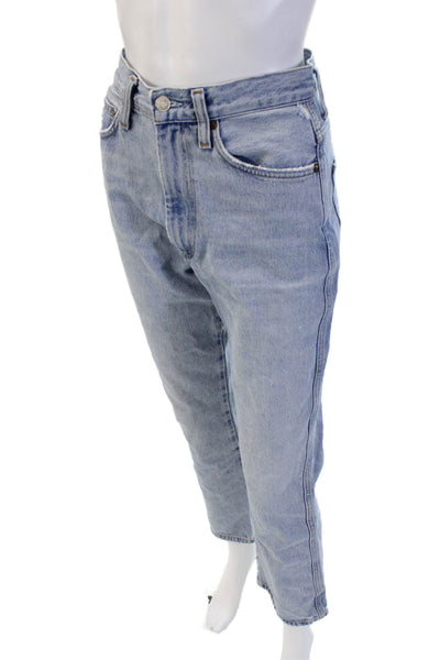 Agolde Womens High Rise Cropped Ankle Jeans Light Blue Organic Cotton Size 25