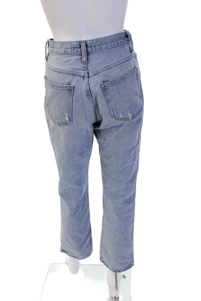 Agolde Womens High Rise Cropped Ankle Jeans Light Blue Organic Cotton Size 25