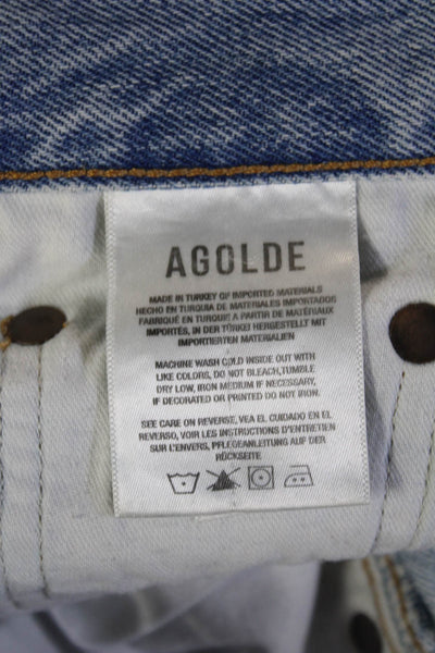 Agolde Womens High Rise Cropped Ankle Jeans Light Blue Organic Cotton Size 25