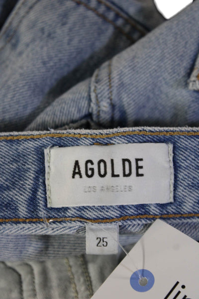 Agolde Womens High Rise Cropped Ankle Jeans Light Blue Organic Cotton Size 25