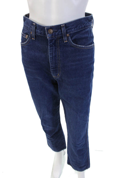 Agolde Unisex Dark Blue Cropped Straight High Rise Jeans Size 25