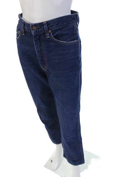 Agolde Unisex Dark Blue Cropped Straight High Rise Jeans Size 25