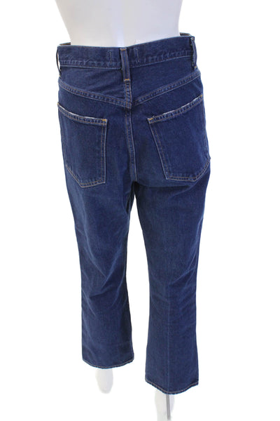 Agolde Unisex Dark Blue Cropped Straight High Rise Jeans Size 25