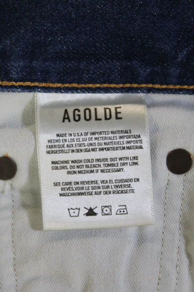 Agolde Unisex Dark Blue Cropped Straight High Rise Jeans Size 25
